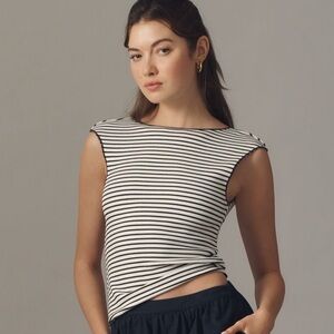 Anthropologie Maeve Fitted Cap Sleeve Top